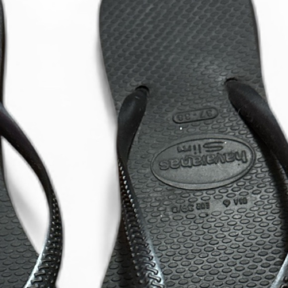 Havaianas Black and Gold Women's Flip Flops, crystal flower design - Picture 3 of 8